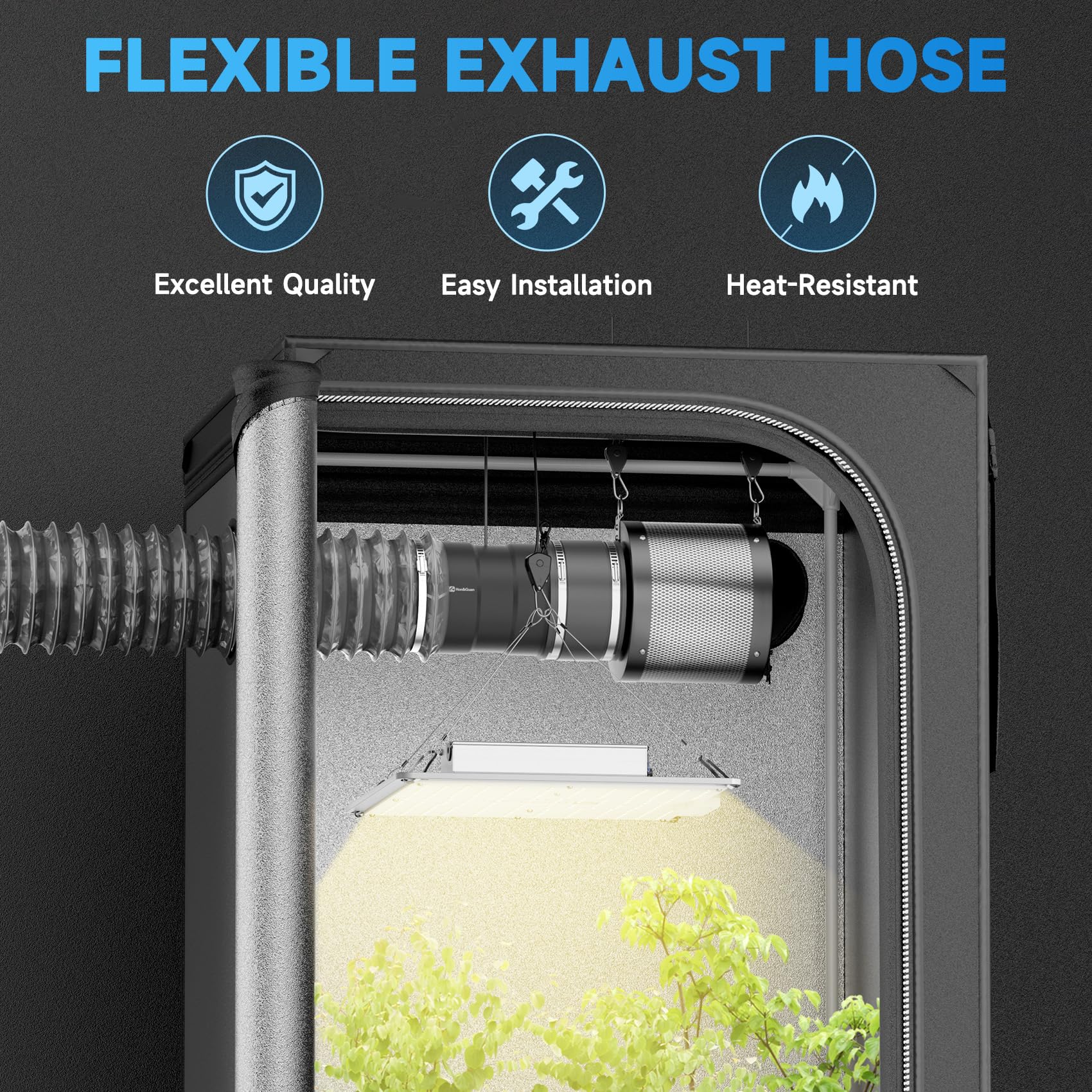 Hon&Guan ø 75mm Aislamiento Térmico PVC Manguera de Ventilación, Acústico Tubo de Aire 1,2m Metros Flexible di Aluminio PVC Tubo para Calentador de Diesel, Climatización, Tubería de Chimenea, Gris