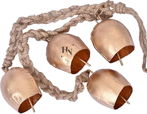 Miniatura 2 de Campanas colgantes de latón rústico con cuerda de yute, hechas a mano, cuerda de yute Shabby Chic Decoración, Campanas colgantes de latón - Campanas
