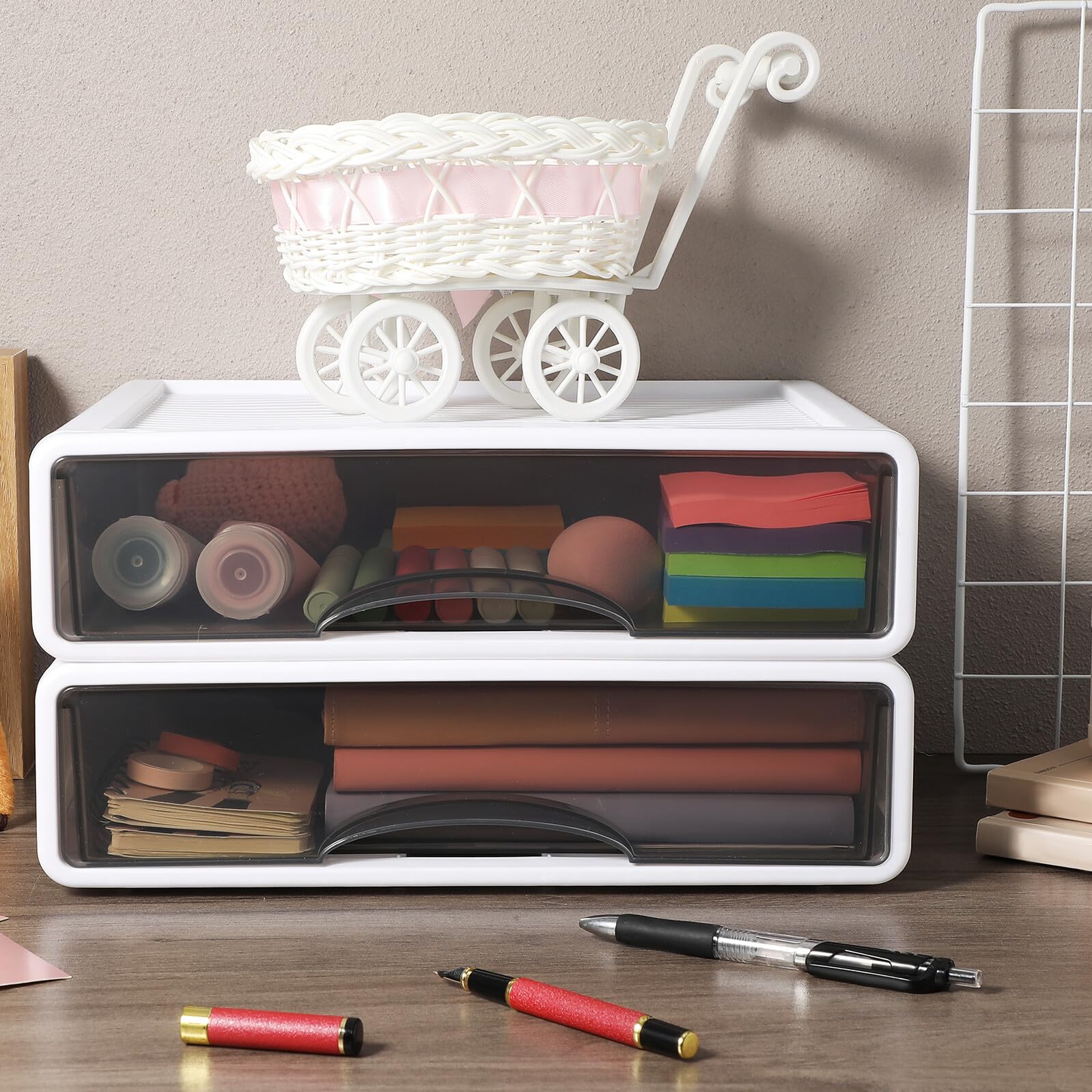 Didiseaon 2pezzi Organizzatore da Scrivania Contenitore per Riporre Oggetti Cassettiera per Forniture Ufficio Articoli Vanità Casa