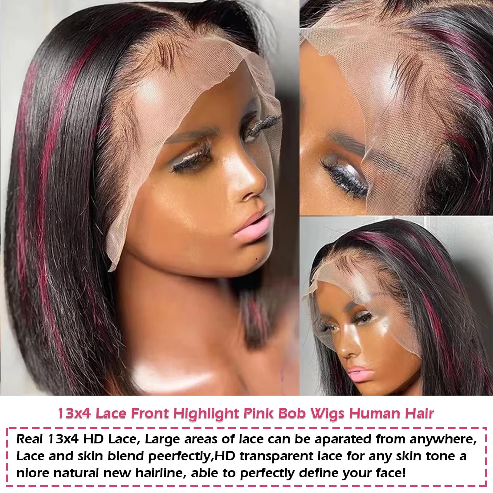 Amazon.com : RQY Ombre Lace Front Wig Human Hair 1B/Pink 