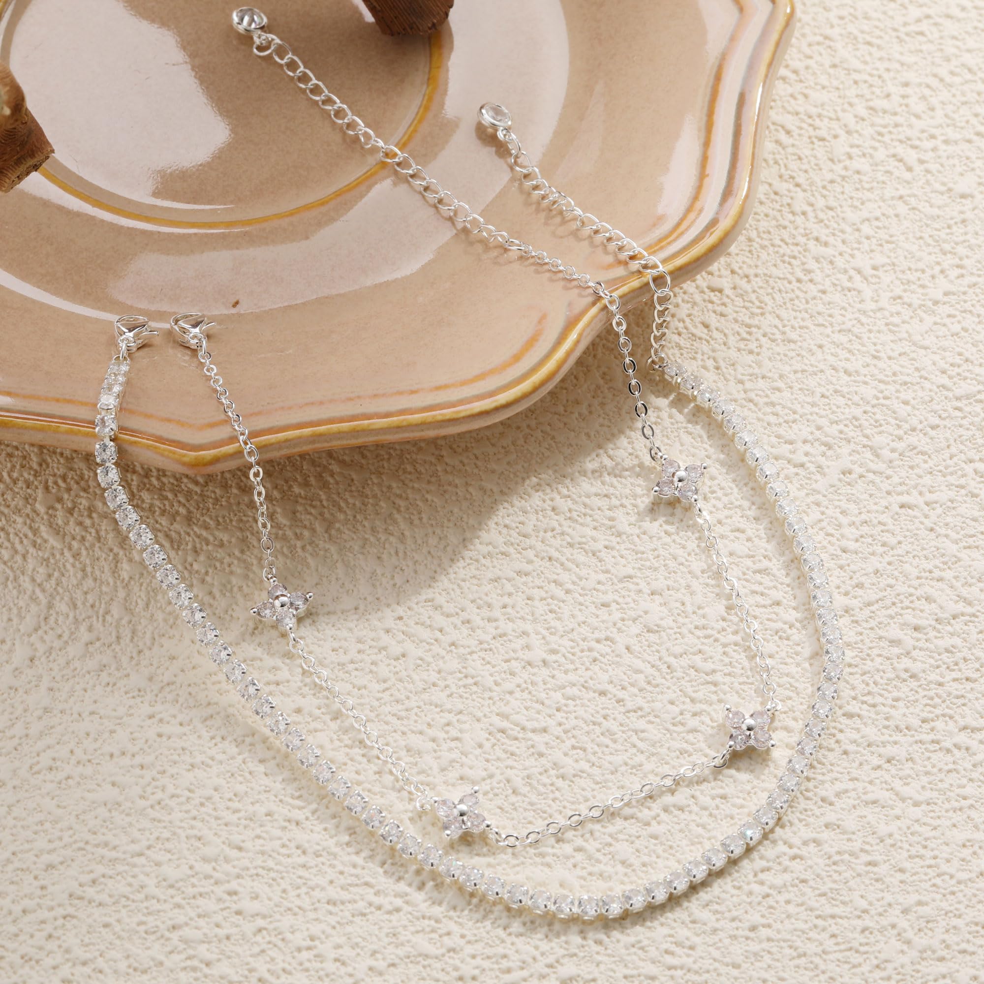 Cavigliere da donna Argento 925 Cavigliera Oro Impermeabile Regolabile Bracciali Caviglia Zircone Cuore Fiore Farfalla Tennis Pois Cavigliere Gioielli Piede Estate Spiaggia Bigiotteria Ragazze