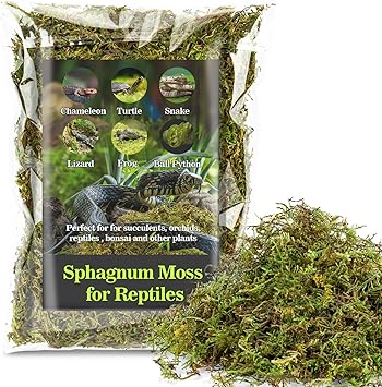 Sukh Sphagnum Moss for Reptiles - Terrarium Reptiles Moss Green Dried Peat Moss Habitat Bedding Moss for Snakes Turtle Frog Gecko and Other Reptiles Substrate 5, Ounces
