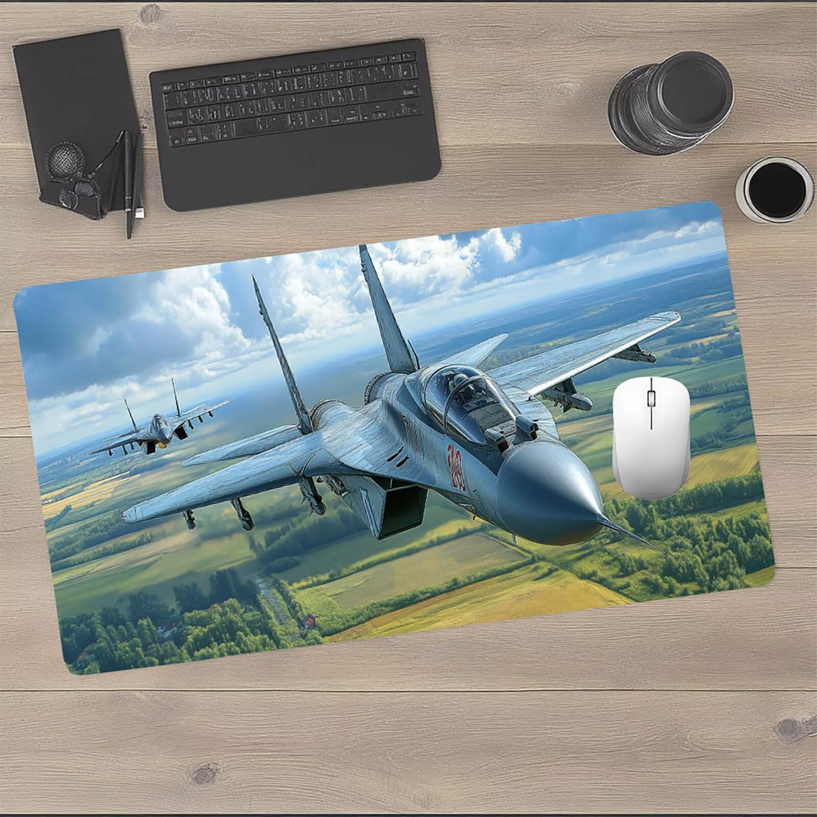 Tappetino Mouse Combattente Tappetino Mouse XXL 1200x600x3mm Aereo Mousepad Impermeabile e Antiscivolo Cucire i Bordi, Accessori Gaming Mousepad per Pc Portatile Laptop Tastiera Wireless Model-06098