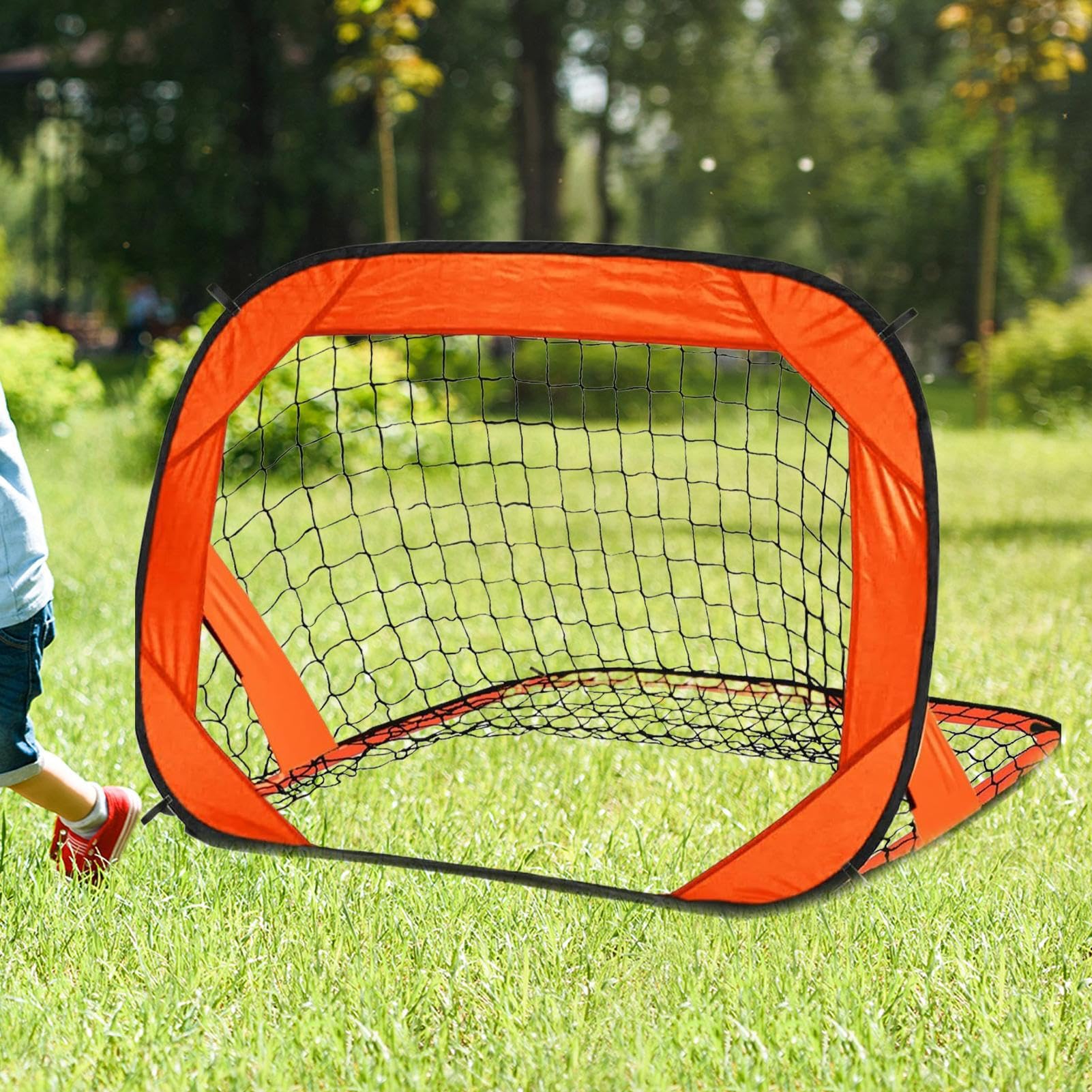Porta da calcio pieghevole, rete da calcio pieghevole per interni ed esterni, leggera e facile da montare, ideale per allenamento in cortile, sport per bambini, giochi divertenti all'aperto