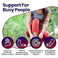 Vista 6 de Codera para tendinitis para codo Soporte de túnel cubital para dormir Soporte de codo de tenis e inmovilizador de codo de manga de compresión