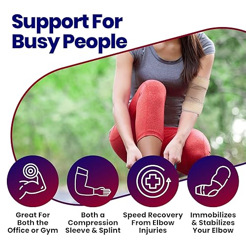 Miniatura 6 de Codera para tendinitis para codo Soporte de túnel cubital para dormir Soporte de codo de tenis e inmovilizador de codo de manga de compresión