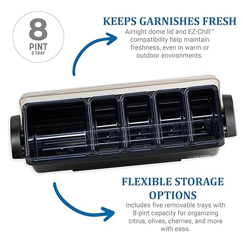 Miniatura 2 de San Jamar Centro de decoración de cúpula con bandeja para cocina, bar y restaurantes, plástico, 8 pintas, color negro