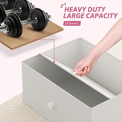 Miniatura 6 de EnHomee Cómoda blanca para dormitorio con 12 cajones, cómoda alta blanca para dormitorio con parte superior de madera y marco de metal, cómoda