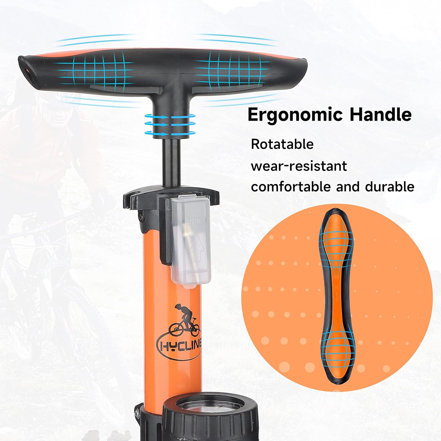 Hycline Bike Floor Pump with Gauge,Bicycle Tire Pump Inflator with High Pressure 160 PSI,Fits Schrader and Presta Valve,Air Pump for Bike Tires MTB Sports Balls-Orange : Sports & Outdoors