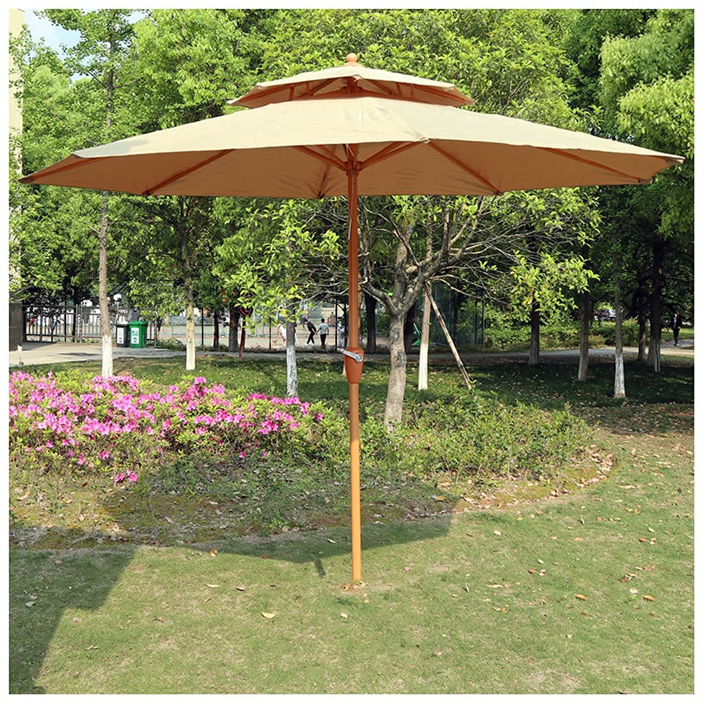 Ombrellone da esterno, 270 cm, color legno, da giardino, facile da montare, per spiaggia, piscina, patio, giardino
