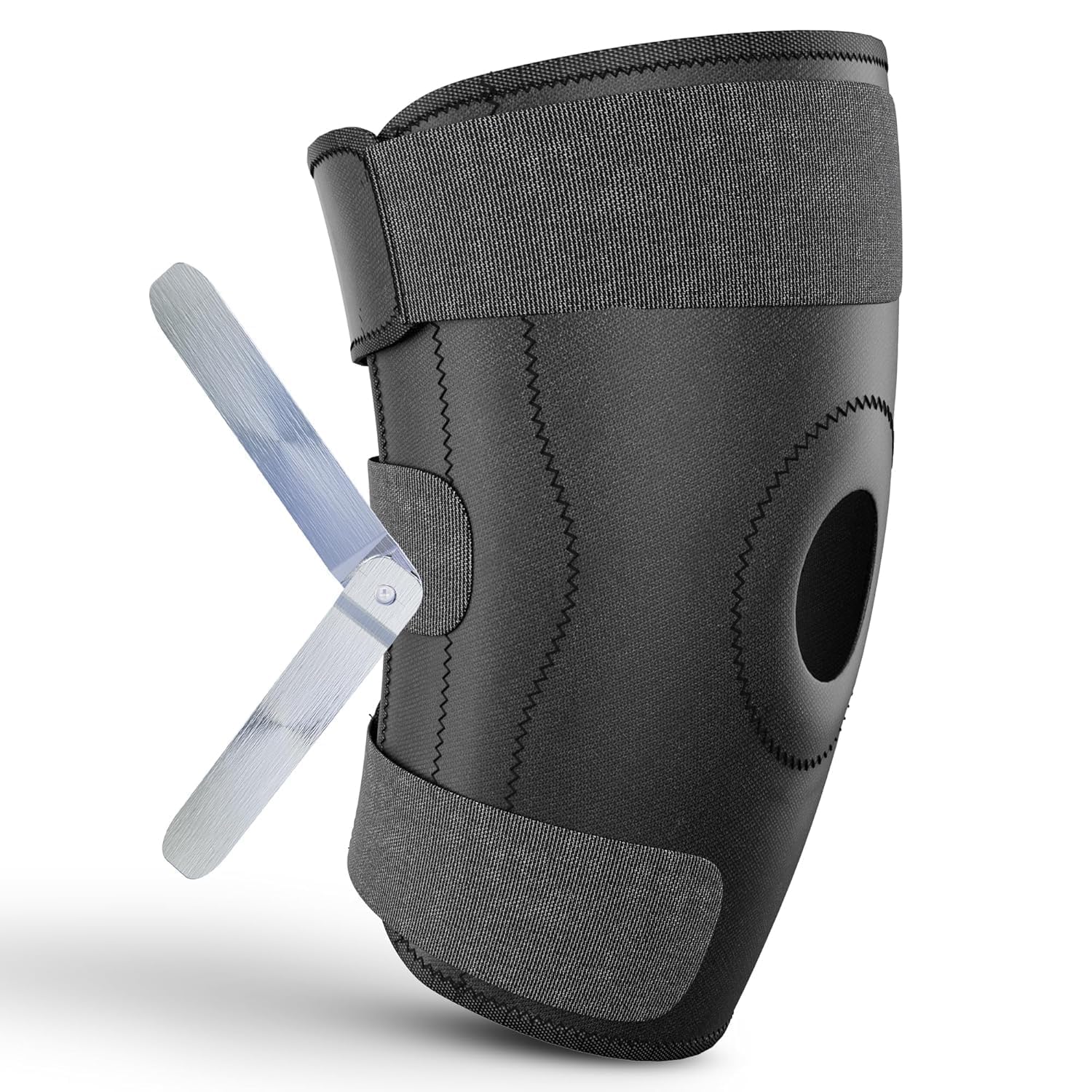Knee Support, for Men, for Gym, Knee Sleeves, Braces Pair for Sports & Workout, Knee Cap, Knee Compression, Supporter for Exercise, Running, Cycling (Pack of 1 With Hinges)-image-42