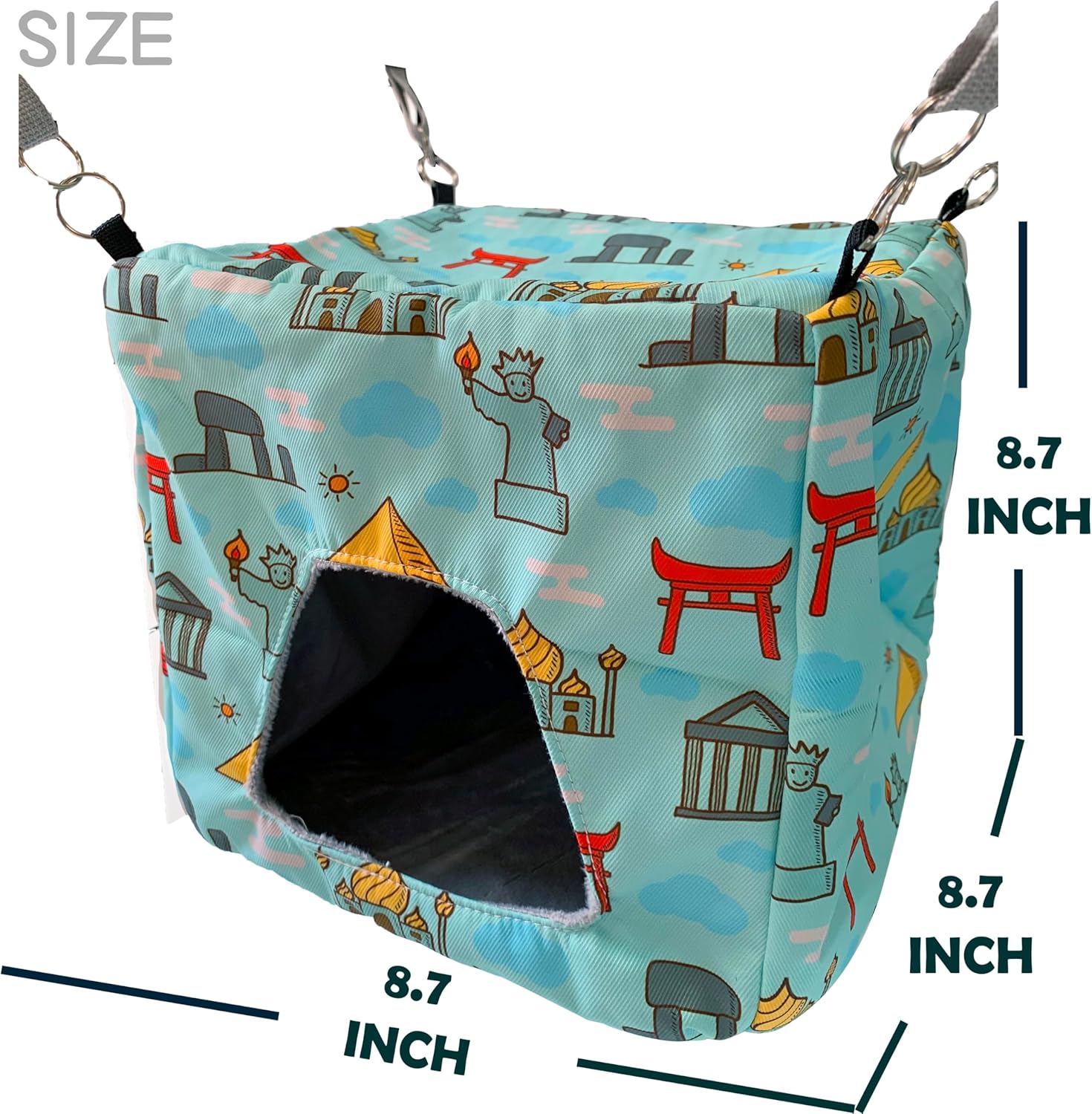 Ferret Hammock Set for cage Cage Accessories 3 Style,Double Hammock or Square House and Tunnel Bed for Guinea Pig (Green)