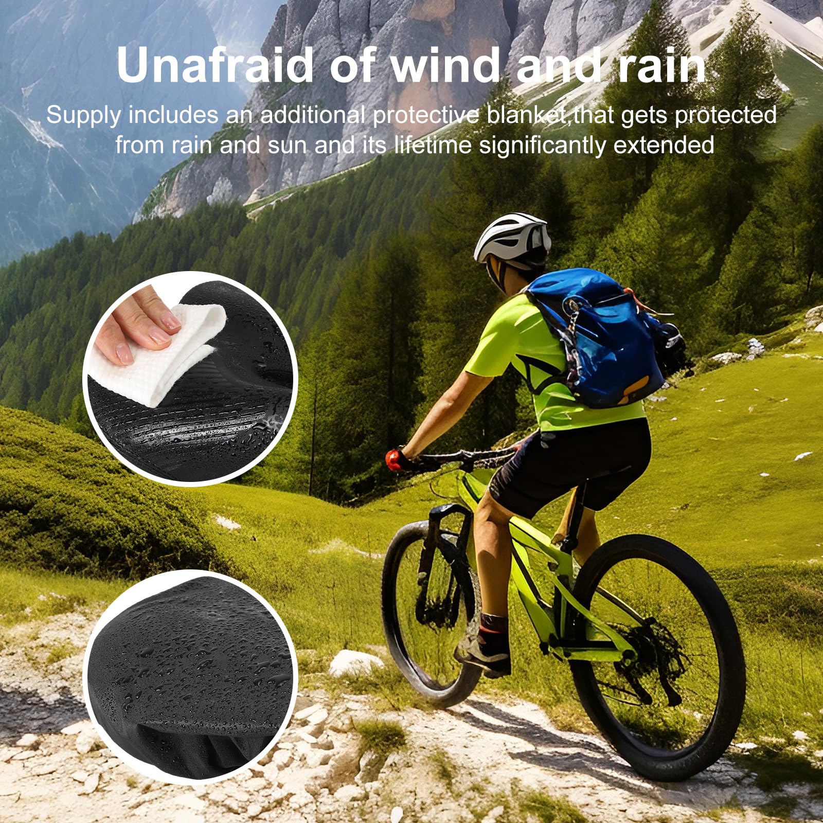 Fahrradsattel Herren Damen Bequem, Weicher Gel Memory Schaum Ergonomisch Fahrrad Sattel mit wasserdichte Abdeckung, Fahrradsitz Atmungsaktiv Stoßdämpfend für E-Bike MTB Rennrad Cityrad