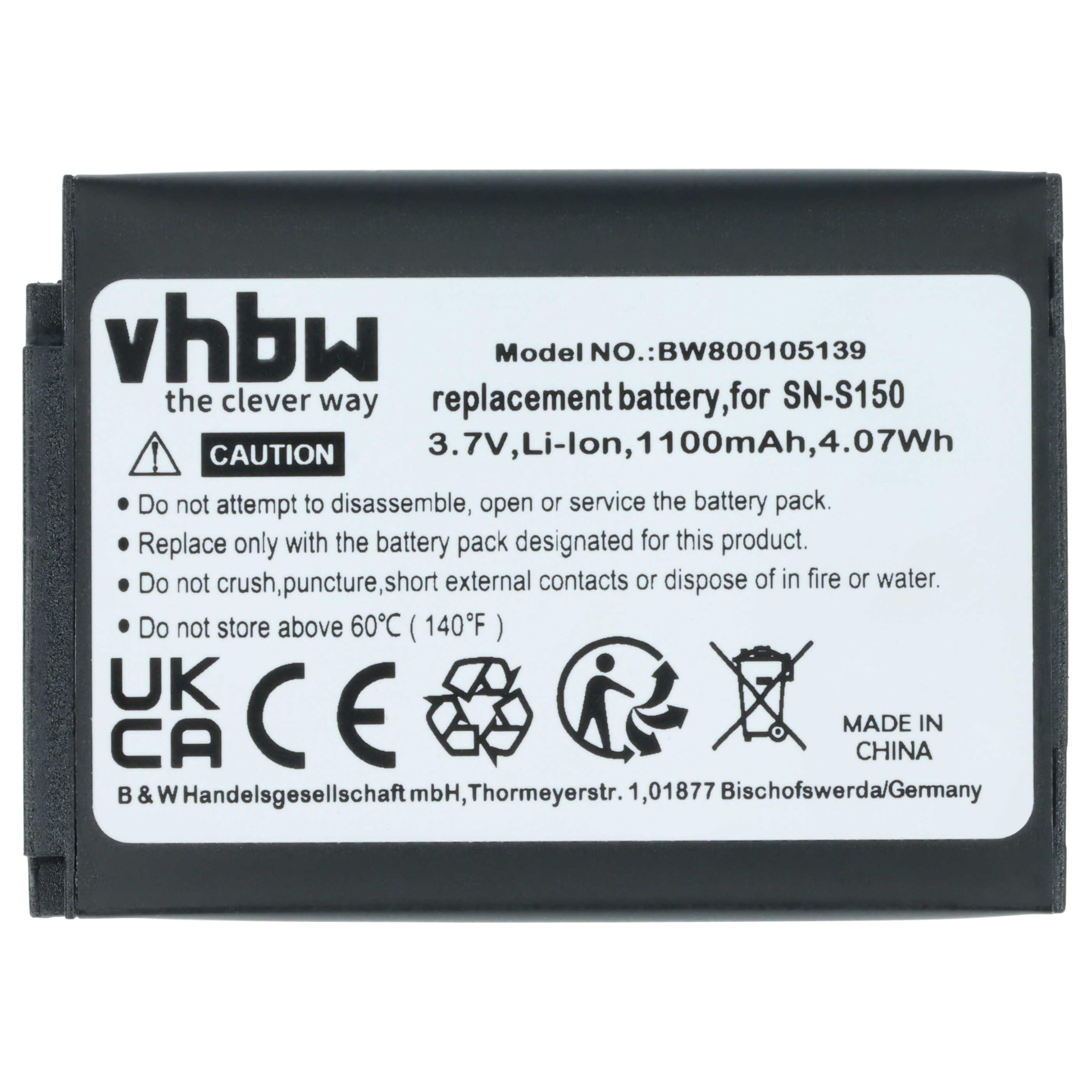vhbw Batterie Compatible avec Philips Avent SCD-603H, SCD-603/00, SCD603, SCD603/10, SCD603/20 Moniteur bébé, babyphone (1100mAh, 3,7V, Li-ION)