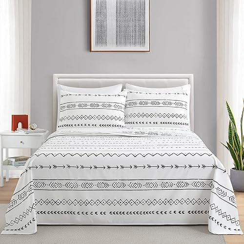 Miniatura 4 de Marina Decoration Juego de sábanas de 6 piezas ultra suave y sedosa con bolsillo profundo y rico estampado de rayón derivado del bambú para todas