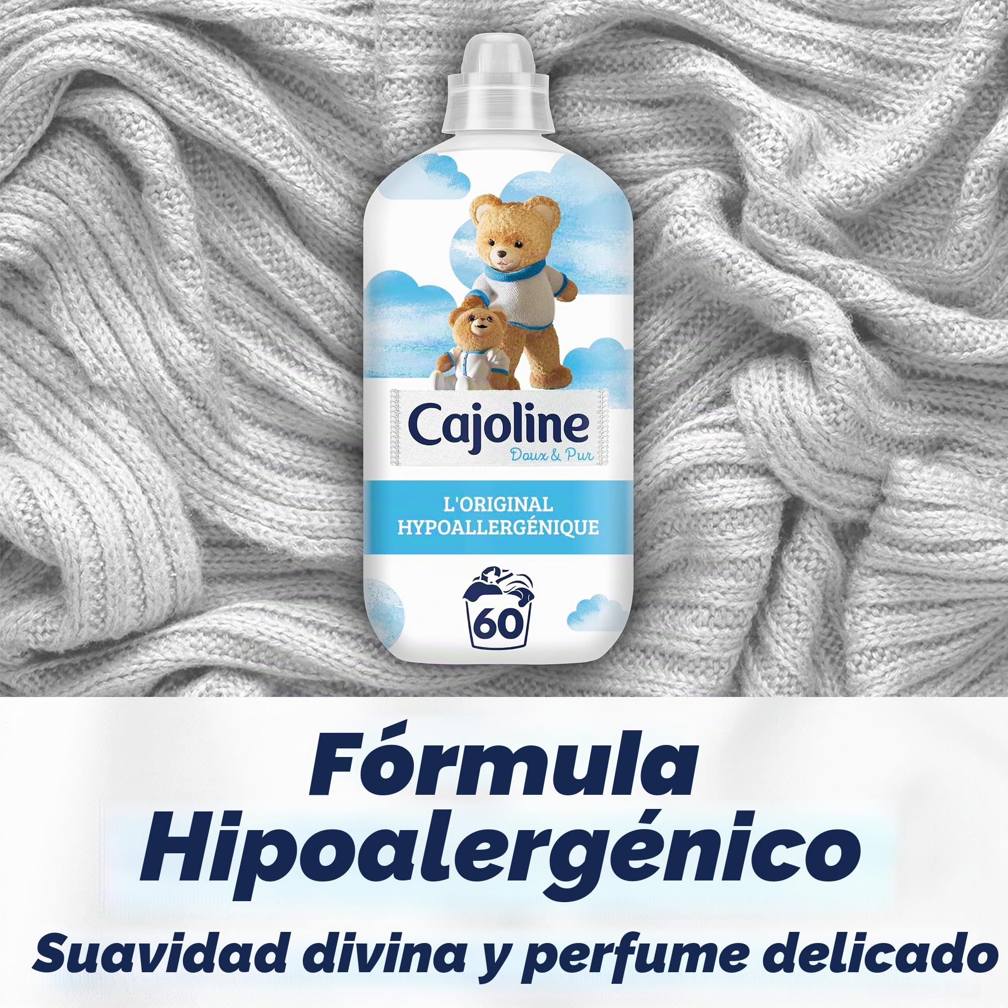 CAJOLINE - Suavizante en botella - 360 lavados - el original hipoalergénico - fragancia suave y pura - adecuado para pieles sensibles (lote prOMO de 6 x 60)