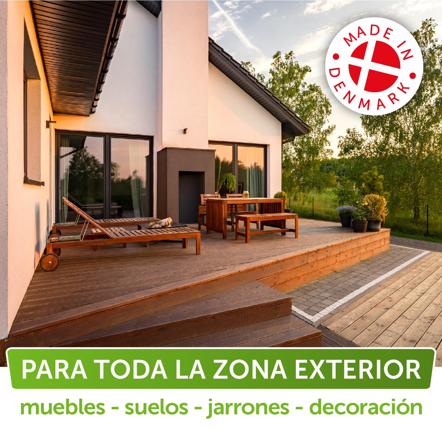 Nordicare Aceite para madera exterior [1L] Aceite para teca, roble, acacia o alerce | Aceite para la protección de la madera en exteriores | Aceite de teca para muebles de jardín