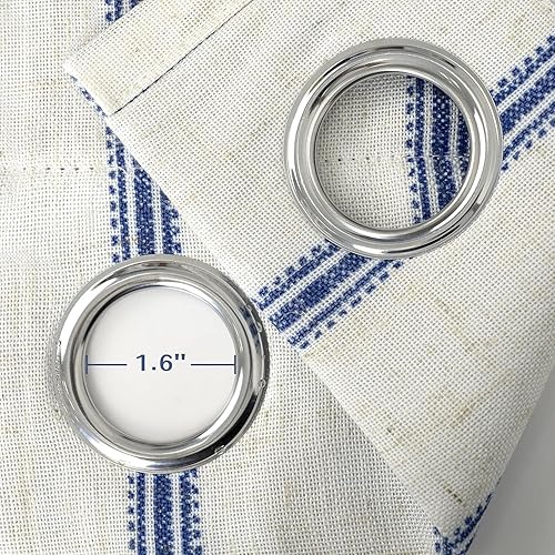 Vista 112 de DriftAway Cortinas opacas de mezcla de lino de 63 pulgadas de largo para dormitorio, cortinas de lino con estampado de rayas verticales, con Gris