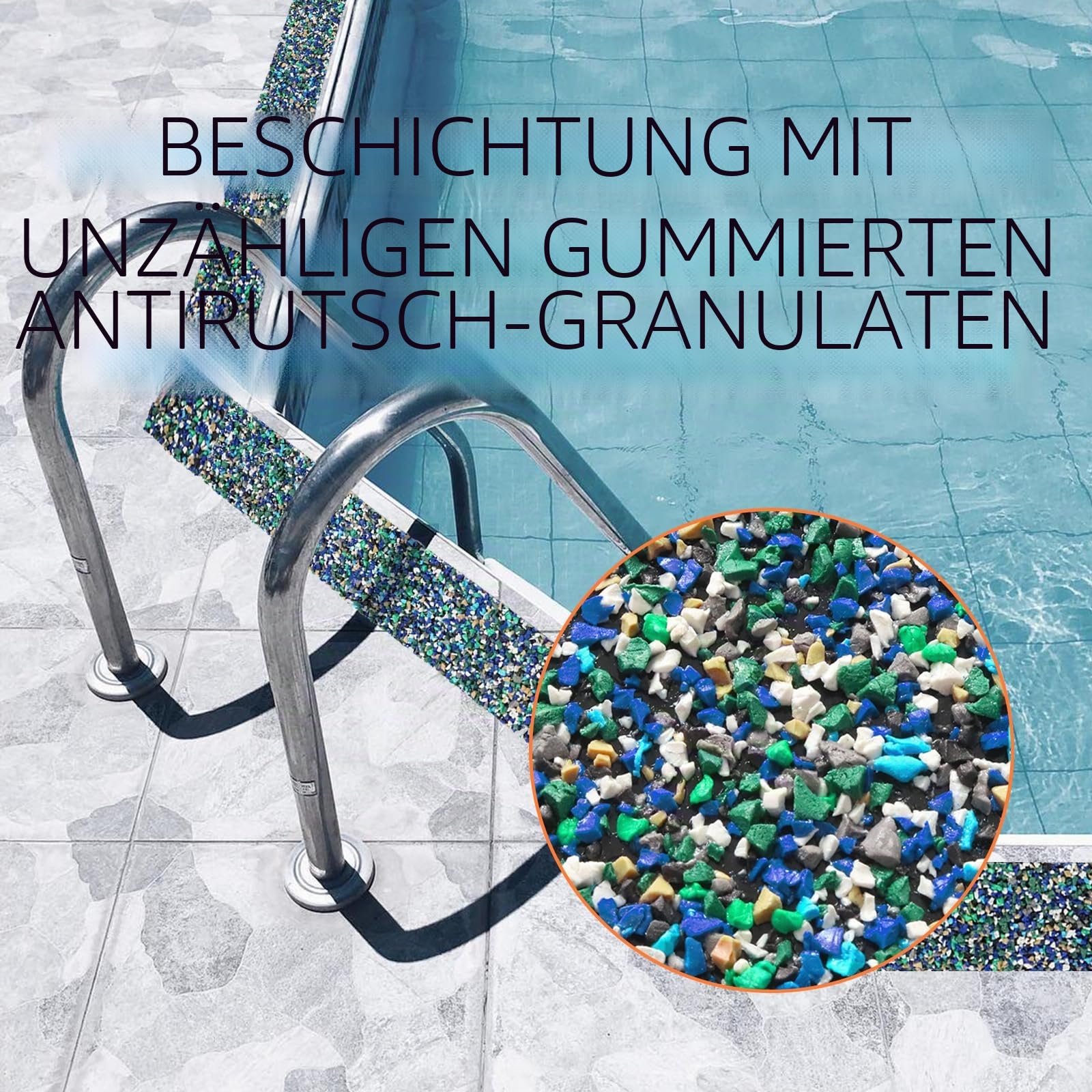 QILIMA Rutschfestes Gummiband PET Blau 100mm x 5 m rutschfestes Klebeband Gummireibungsband rutschfestes Band für Treppen Dusche Treppen Schwimmbad Tanks Nasse Bereiche