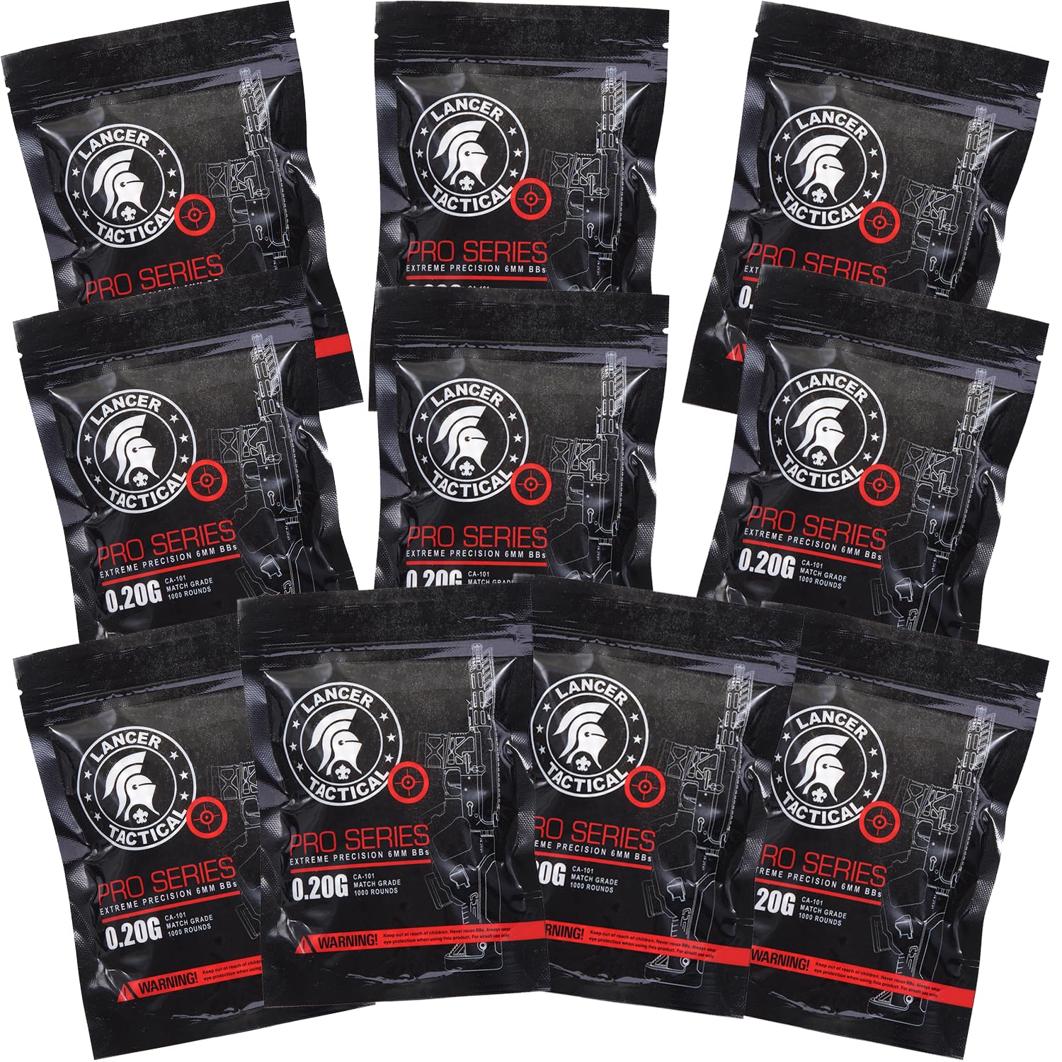 Airsoft BBS - 6mm, 0.2g (10,000 Rounds) Competition Grade Airsoft BBS .2g 6mm Pistol Gun Sniper Rifle Ammo