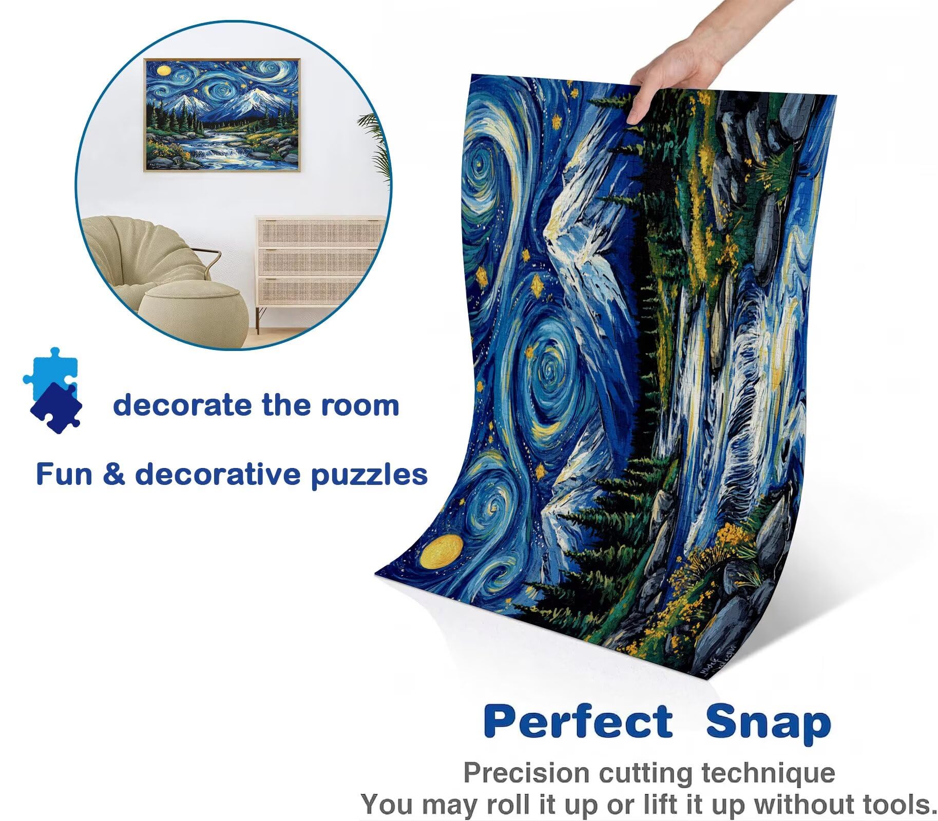 3000 sztuk klasycznych puzzli dla dorosłych, Relaksujące drewniane puzzle dla rodziny - kolekcja muzeów - kreatywna aktywność DIY i rozrywka antystresowa, prezent dla fanów, 122 x 81 cm niebieski sen
