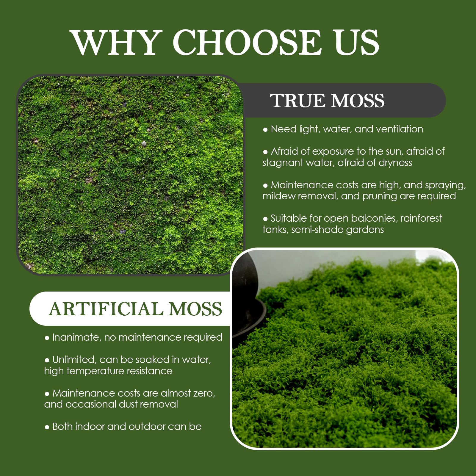 200g Musgo Artificial Verde Oscuro, para Pared, Habitación Infantil, Acuario, Maquetas, Plantas Artificiales, Decoración de Habitaciones