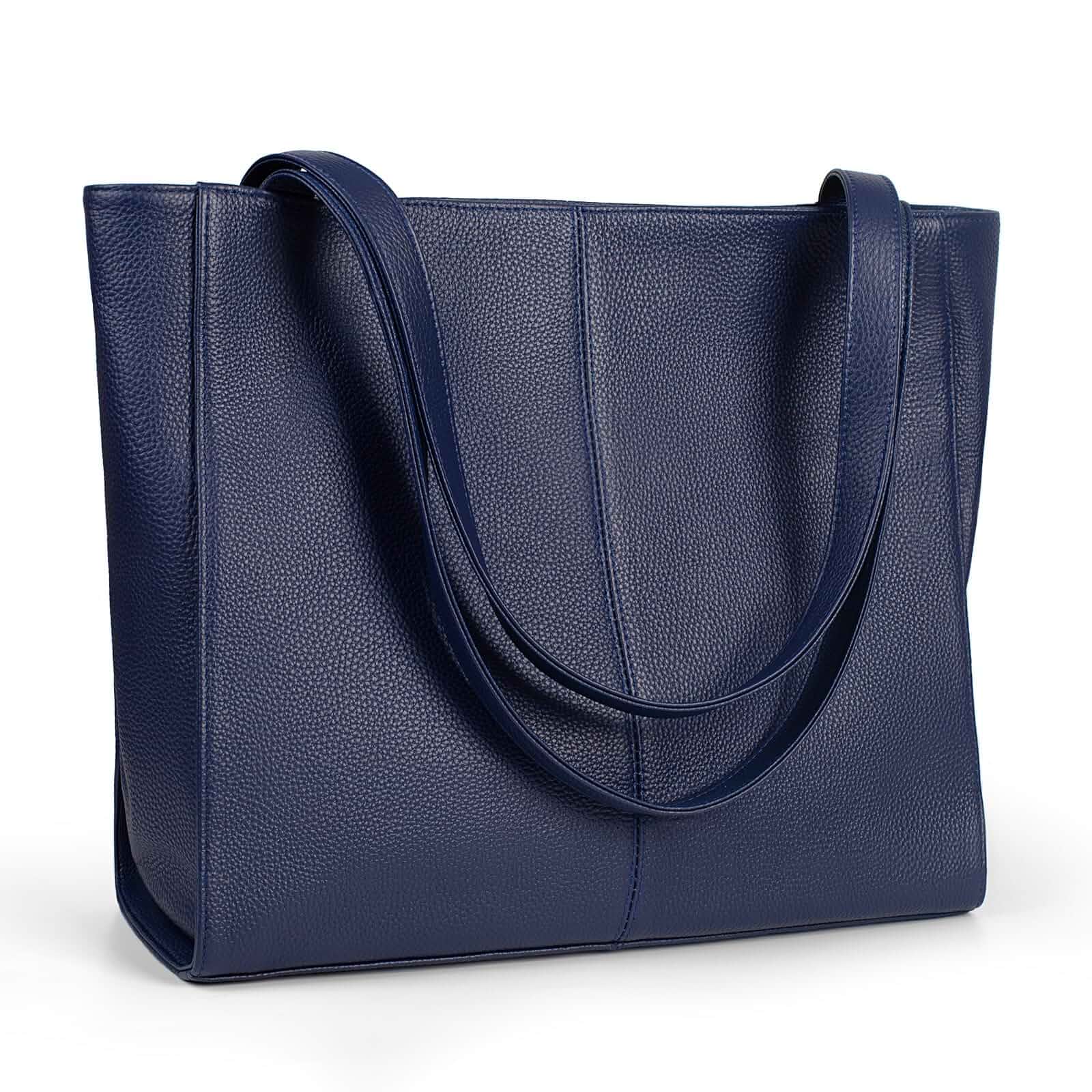 befen Genuine Leather Tote Bag for Women Work Travel Leather Purse Handbags Real Leather, Padded 14" Laptop Compartment, Multi-Pockets, Zipper, Tote Bag for Daily