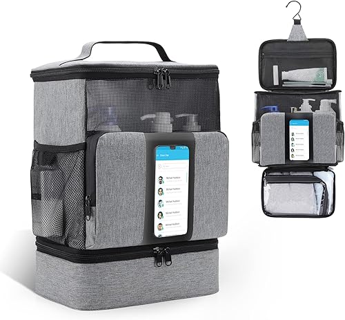 Miniatura 1 de Funambulist Carrito de ducha de gran capacidad portátil para dormitorio, esencial para estudiantes universitarios, niñaschicos (gris)