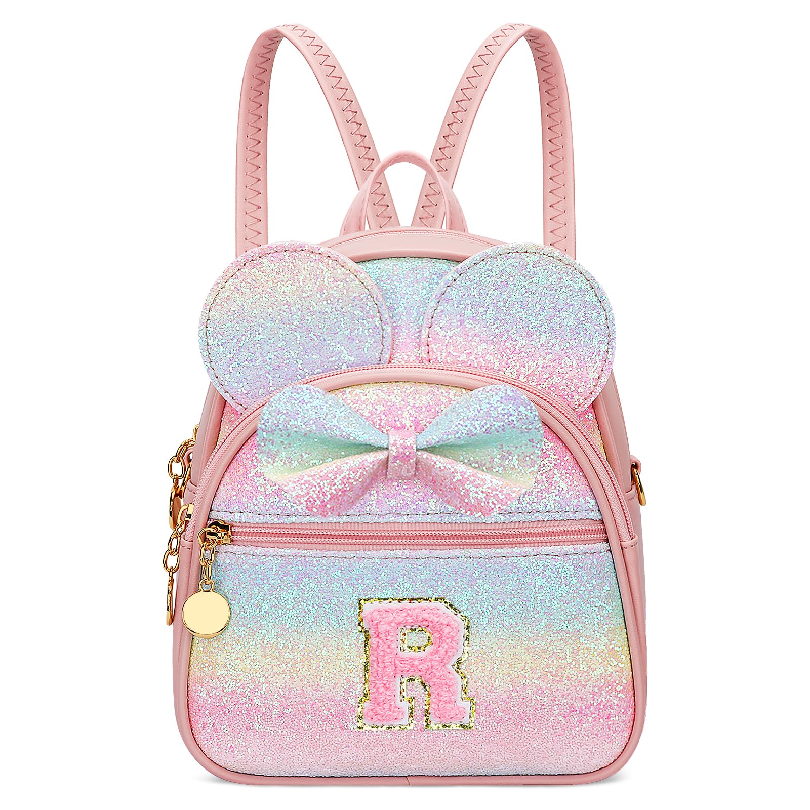 KKXIU Initial Bowknot Mini Backpacks for Girls Women, Small Cute Backpack Purse, Personalized Valentines Day Gifts for Toddler, Kids and Teen Girls(R,