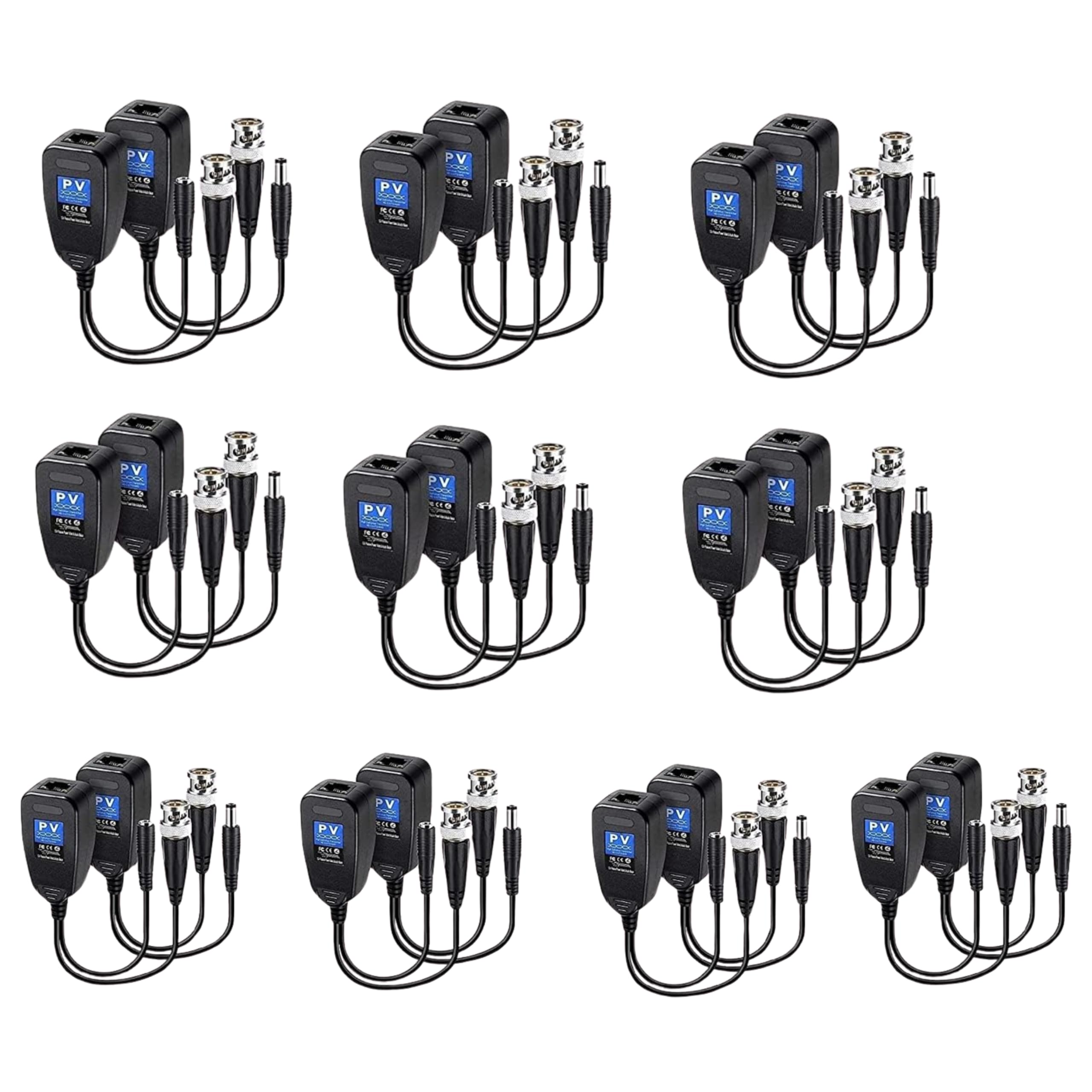 COOLCOLD 8MP Passive Video Balun Transceiver | BNC + DC to RJ45 Network Transceiver Cat5/Cat6 Adapter | AHD/TVI/CVI/CVBS for 1080p/4K CCTV DVR Security Camera System (Black, 10 Pair)-image-13