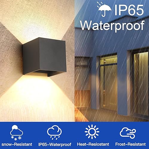 Miniatura 4 de Paquete de 2 luces de pared para exteriores exteriores e interiores G9 base moderna apliques de pared arriba y abajo, luces IP65, iluminación al