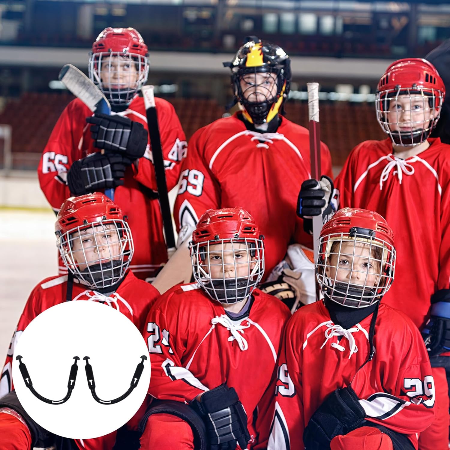 4pcs Hockey Helmet Ear Loops, Durable PP Hockey Helmet Ear Sling Strap Sports Equipment Repair Kit Chin Replacement Parts for Football & Bicycle