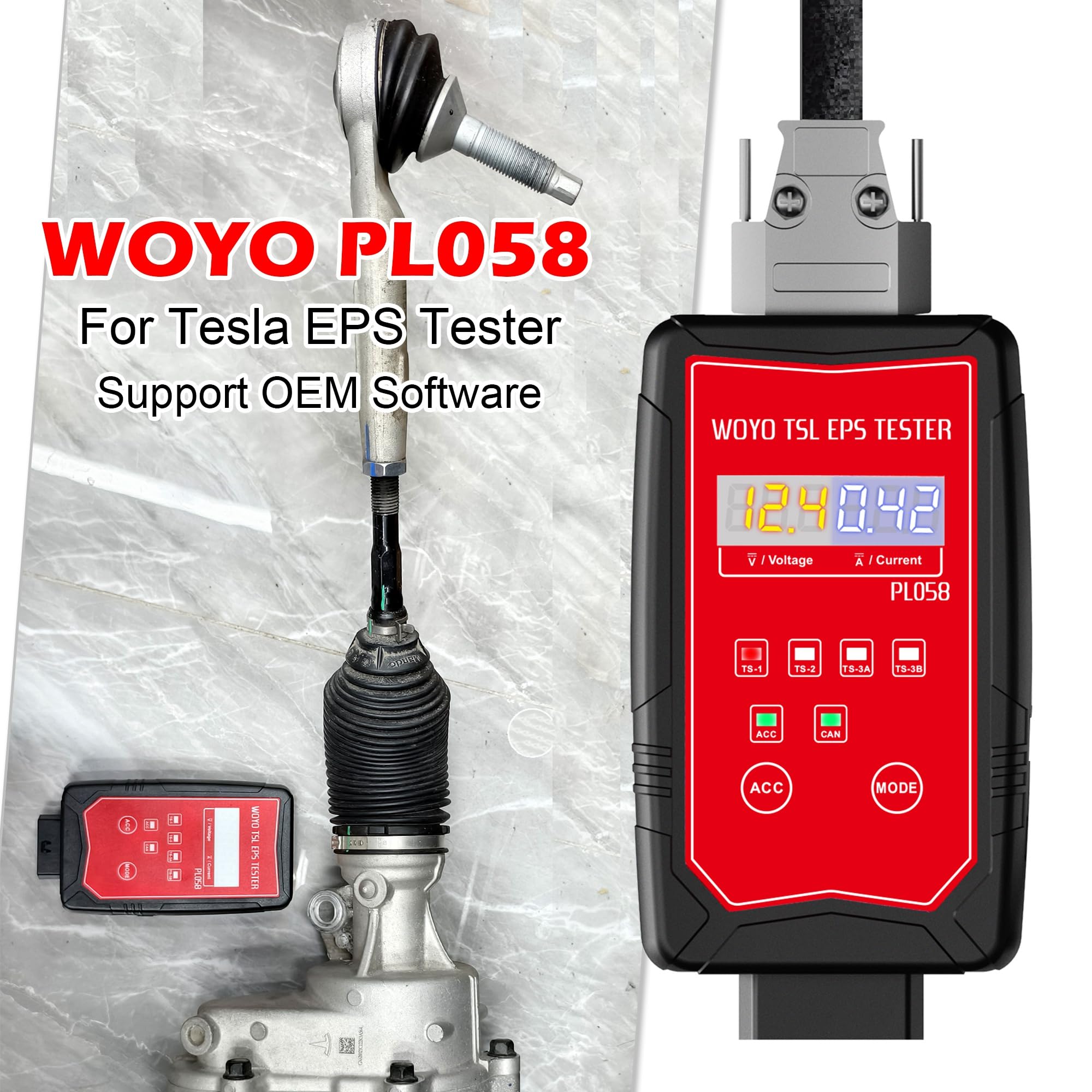 WOYO for Tesla Model S/X/3/Y EPS Tester, Power Steering Wheel Motor Detector, Automotive Diagnostic Tool for Tesla Steering Motor on Bench