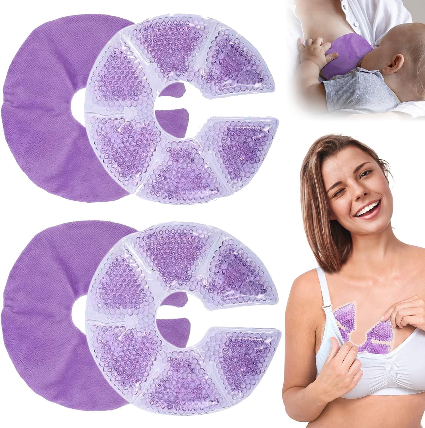 Hot Cold Gel Bead Breast Therapy Pack,Breast Ice Packs for Breastfeeding,Relief for Breastfeeding,Nursing Pain, Mastitis,Engorgement,Plugged Ducts, Boost Milk Let-Down & Production-image-44