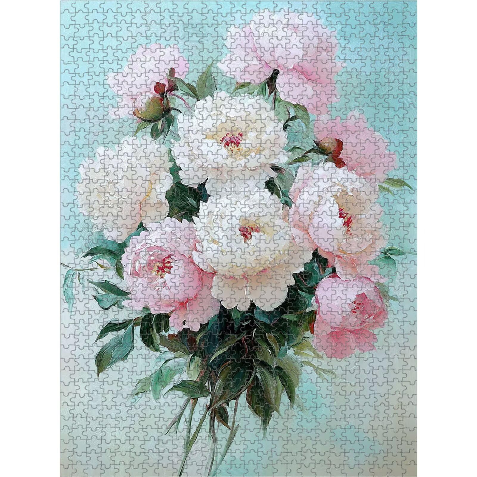 1000 elementów, puzzle dla dorosłych, kwiaty i różowe drewno, puzzle 1T#2231
