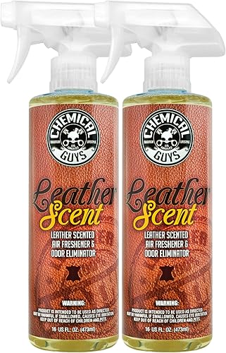 Chemical Guys AIR_102_1602 - Ambientador prémium y eliminador de olores, aroma de cuero, de larga duración, aroma como nuevo para autos, camiones,
