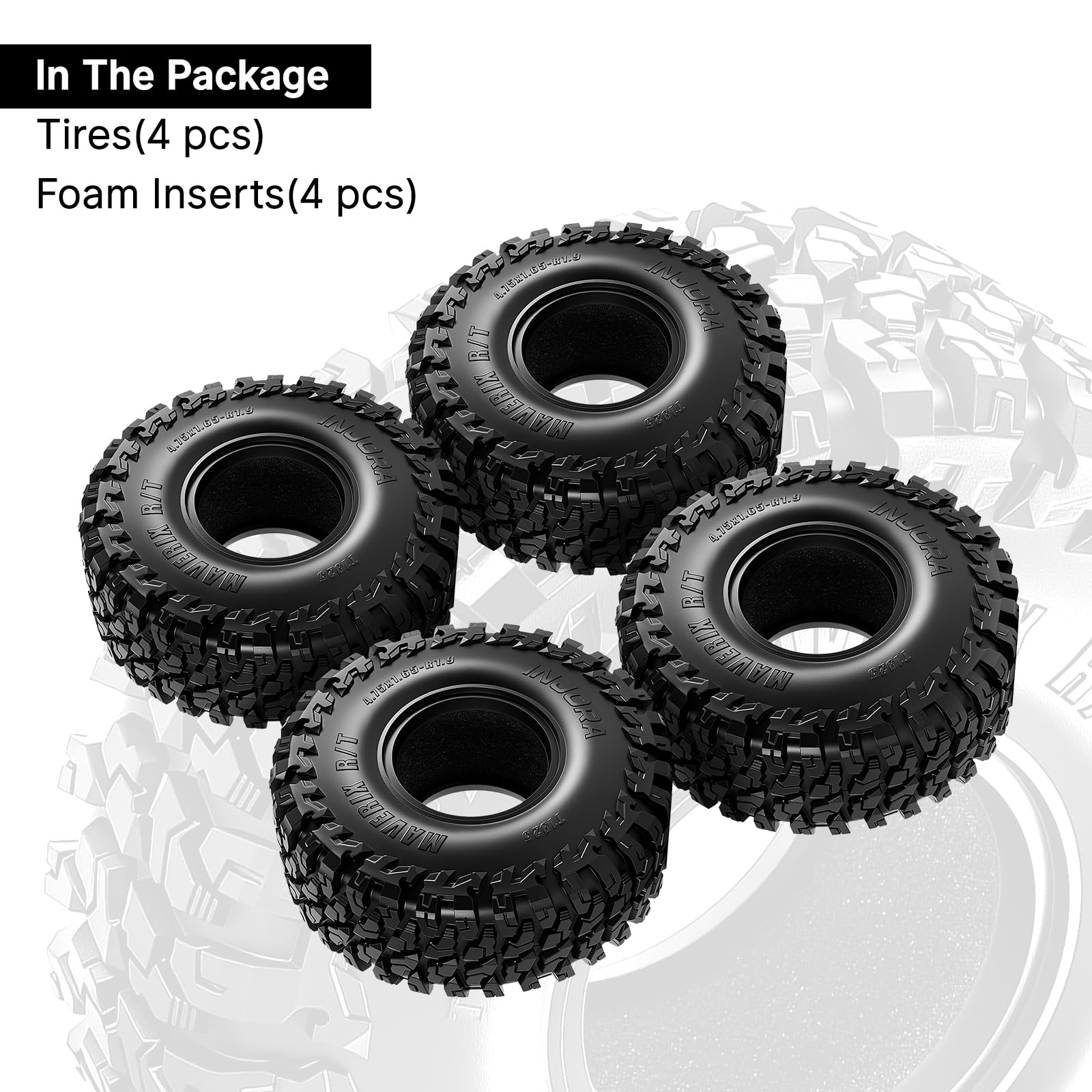 Neumáticos INJORA 1.9 Crawler 120x42mm – Goma Todo Terreno M/T Para Coches RC 1/10 Como SCX10, TRX-4, Redcat Gen8 Y FCX10