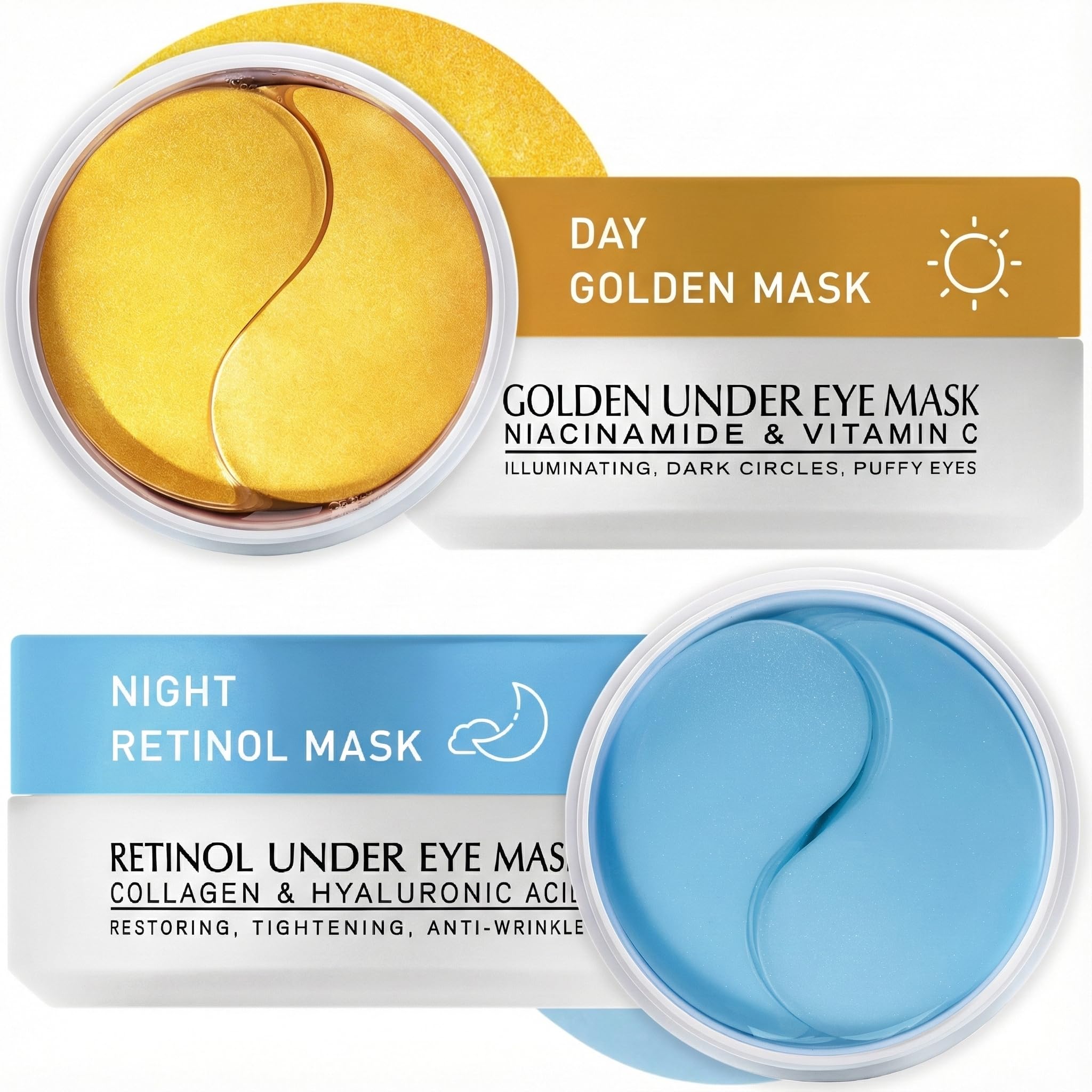 Under Eye Patches Kit 120 Pcs Retinol Golden Gel Eye Mask for Dark Circles Puffiness and Wrinkles -