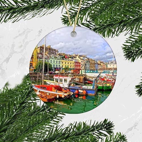 Miniatura 3 de Adorno de Navidad Cobh in Ireland para colgar en el árbol de Navidad, adorno de porcelana de doble caracerámica, regalo para amigosamigo de gira, 3