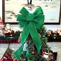 Vista 92 de Arco de corona de arpillera negra con alambre, 10 pulgadas de ancho, colas largas de 18 pulgadas, cinta de Navidad, decoración de puerta delantera