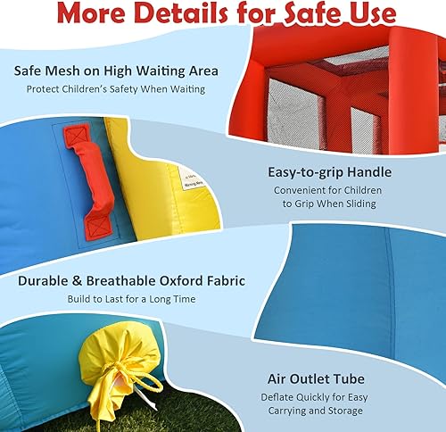 Miniatura 6 de HONEY JOY Tobogán acuático inflable, casa de rebote gigante de doble tobogán con escalada, piscina de salpicaduras, toboganes de agua inflables para