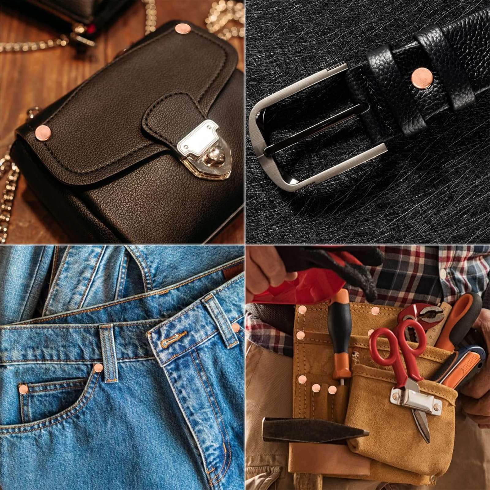 Metal Round Rivets Studs Rivets Nails, DIY Leather Bell Handbag Jeans Copper Rivets Rivet Tools (154Pcs)