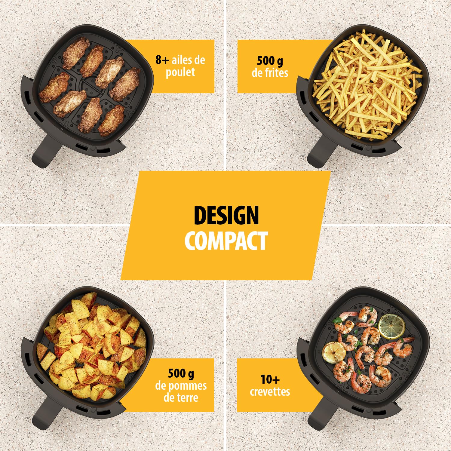 Tristar Mini Friteuse à air numérique - Sans huile - 6 programmes de cuisson - Revêtement antiadhésif - Thermostat réglable - 2L - 1500W - FR-9015, Noire