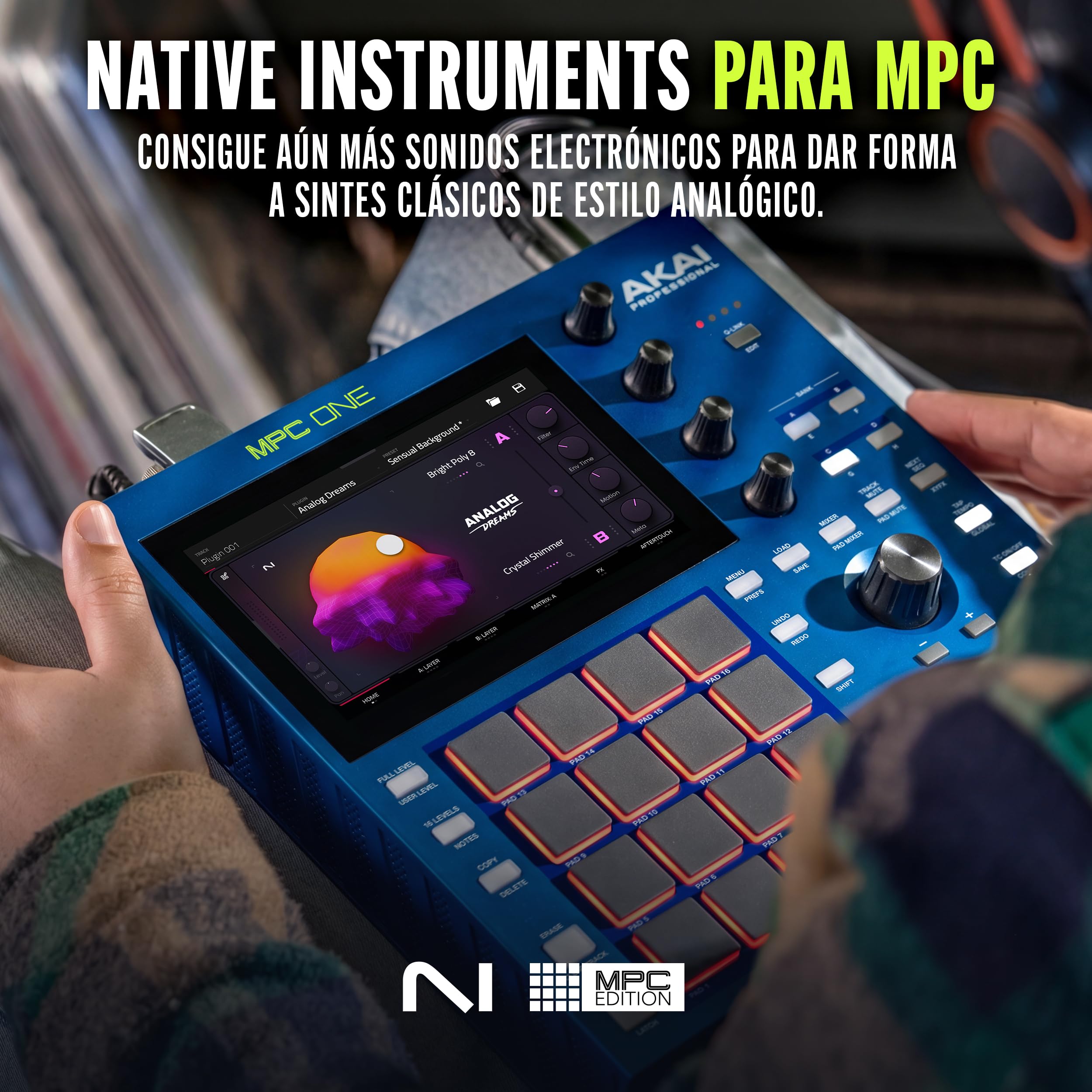 Akai Professional MPC One G2 Centro Producción Autónomo Next-Gen | Para beatmakers y productores, sampling, secuenciación y creación, con USB-C, 16 pads MPC, procesador 8 núcleos, 4GB RAM