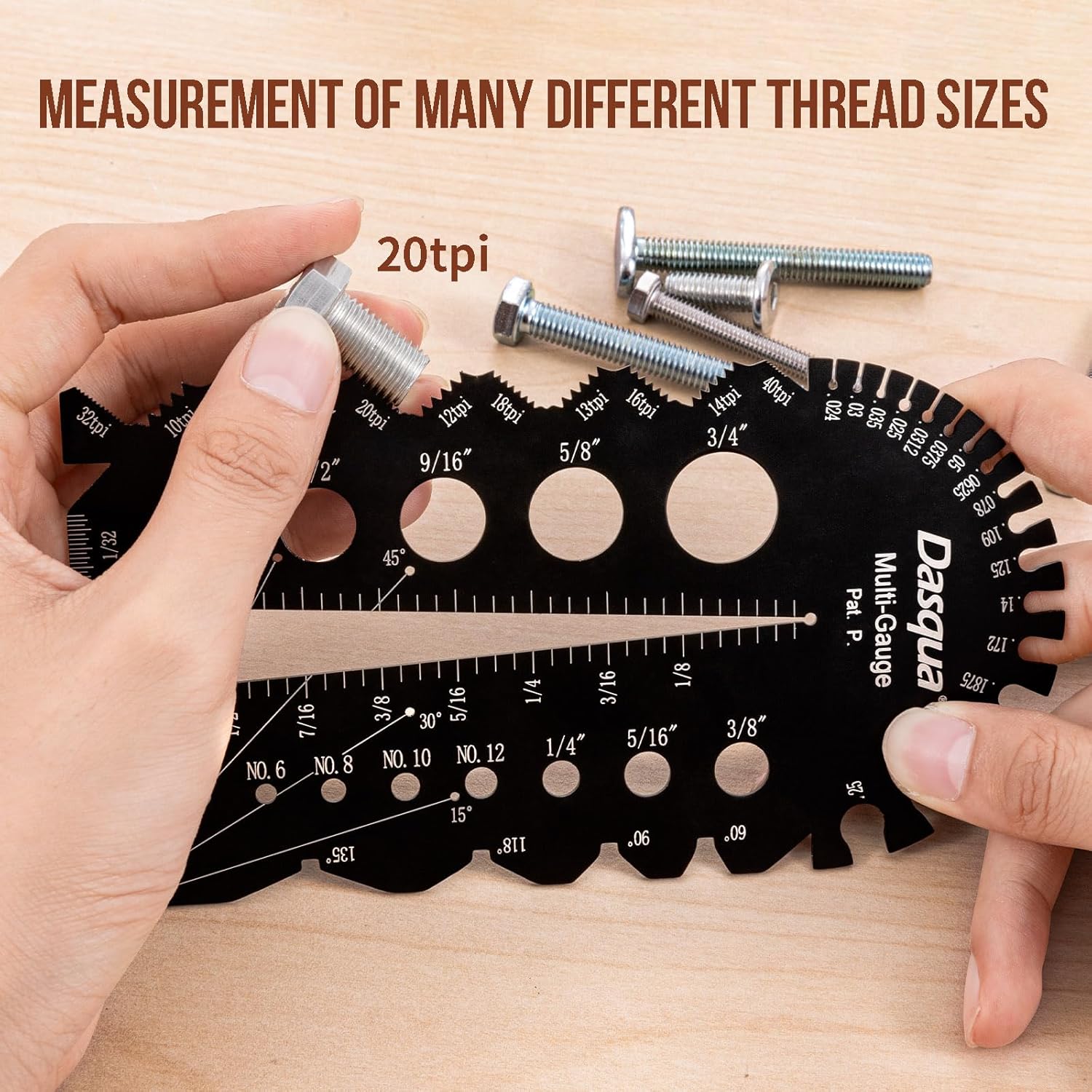 Dasqua 12 Inch Aluminum Combination Square Set - Professional Woodworking Layout Tool with 45°/90° Level & Scriber - Includes Bolt Size & Thread Checker - Carpenter Ruler & Gauge Combo