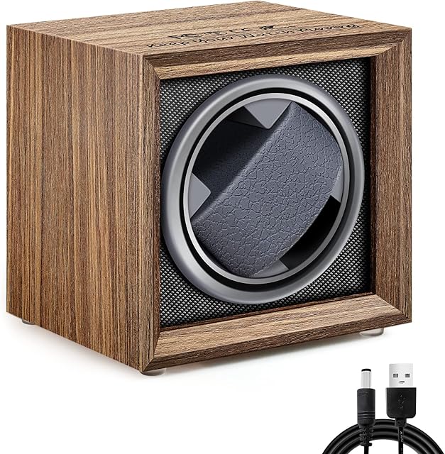 Automatic Watch Winder Box Single: Self Winding Watches Shaker Spinner Wooden Watch Turner Rotator Display Case with Quiet Motor