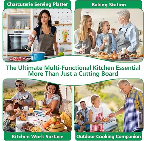 Miniatura 9 de Juego de 3 tablas de cortar de titanio para cocina, tabla de cortar de titanio puro de doble cara, fácil de limpiar, aptas para lavavajillas,