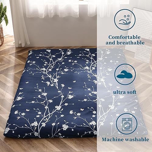 Miniatura 9 de MAXYOYO Funda de colchón para colchón de futón tradicional japonés, funda de colchón de piso de futón con cremallera, súper suave y lavable a