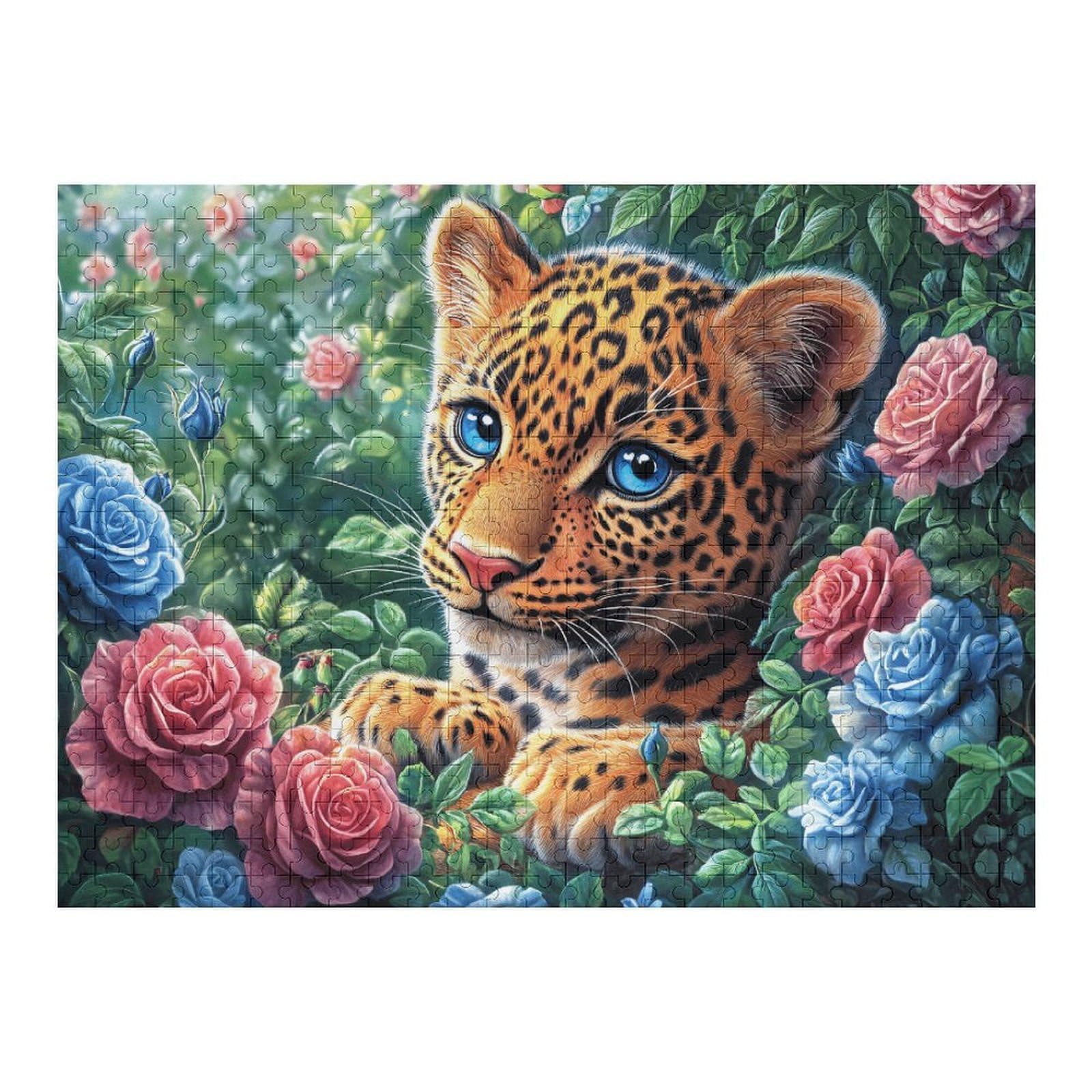 Flame Starry Sky Leopard 500 Piece Jigsaw Puzzle for Adults Jigsaw Living Room Decor Highlight Brainteaser Perfect Holiday Present Relaxation Tool 500 PCS