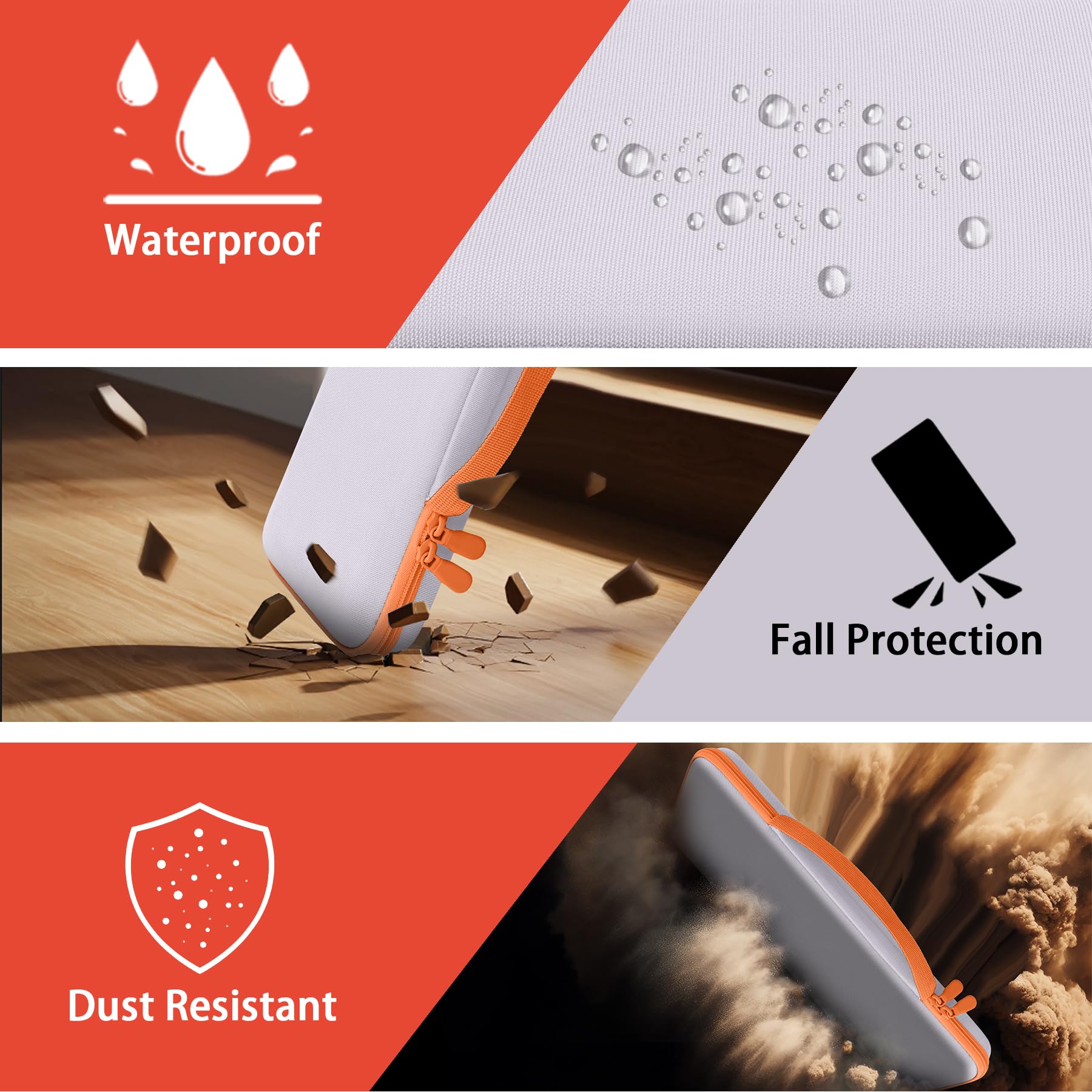 co2CREA Hard Case Compatible with Logitech POP ICON Combo, Bluetooth Keyboard and Mouse Combo (White Orange Case)